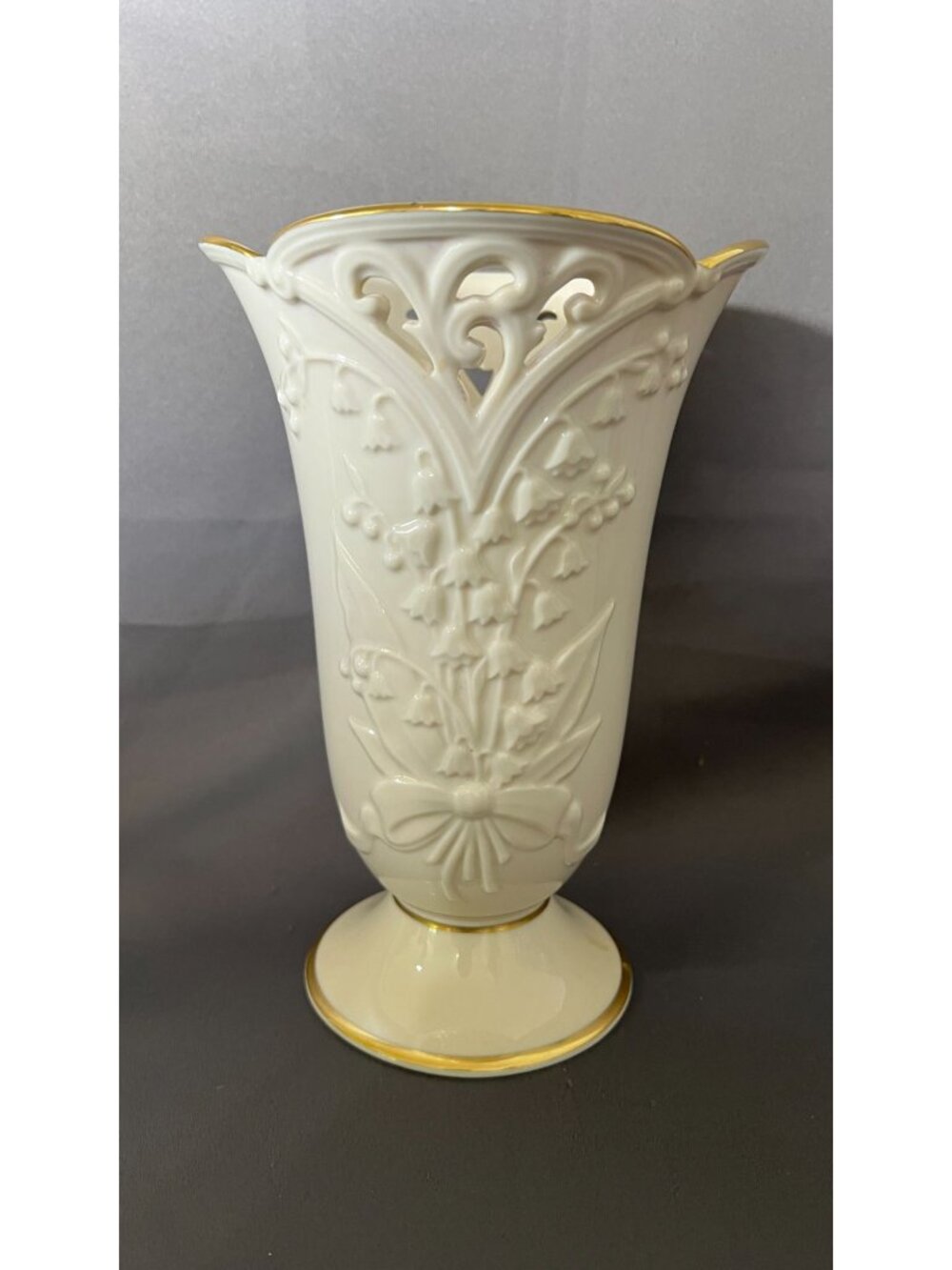 Lenox Lily Of The Valley Vase Fine Ivory China Gold Trim